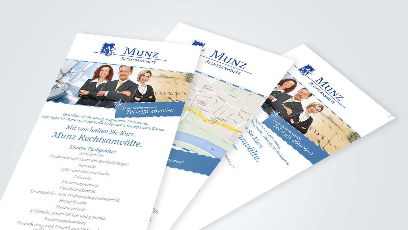 Corporate Identity Flyer Munz Rechtsanwälte